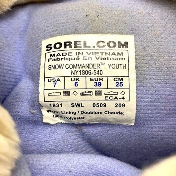 Sorel Girl's Snow Commander Boot Size 8 Waterproof Winter Purple Pull On Winter - Picture 10 of 11